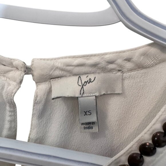 Joie white Leitha floral beaded ruffled long sleeve blouse size XS - Picture 9 of 9